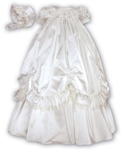 Silk Christening robe and bonnet