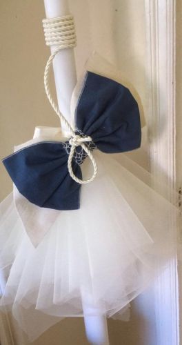 Blue and Ivory Lambatha with Rope Trim