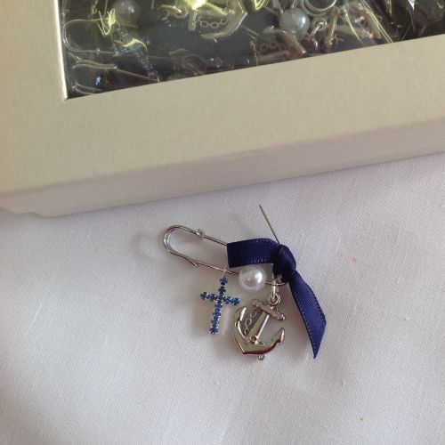 Diamante Cross and Anchor Witness Pins