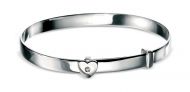 Silver Christening Bangle with heart