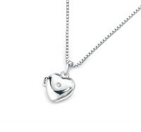 Solid Silver Locket with a Diamond Centre