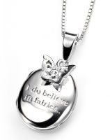 Silver Locket with Butterfly and Diamond