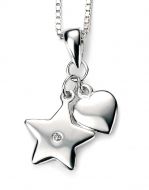Heart and Star Charm with Real Diamond