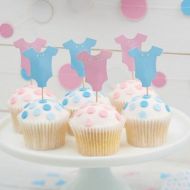 Little Lady or Mini Mister Baby Grow Cupcake Toppers