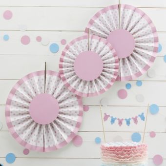 Pink Spotty Fan Decorations